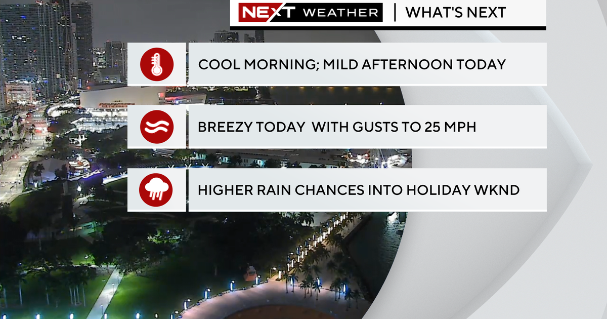Cool start to Wednesday, breezy and mild in the afternoon - CBS Miami