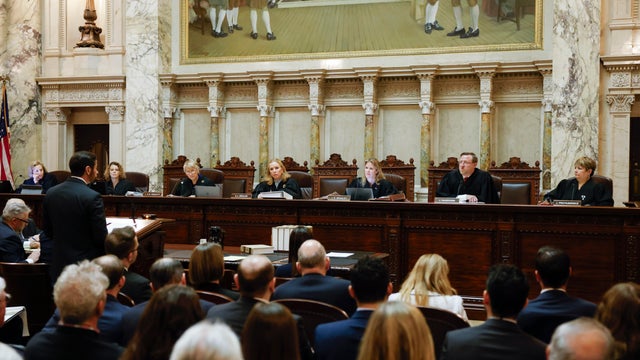 The Wisconsin Supreme Court listens to arguments during a redistricting hearing at the state Capitol on Nov. 21, 2023, in Madison.