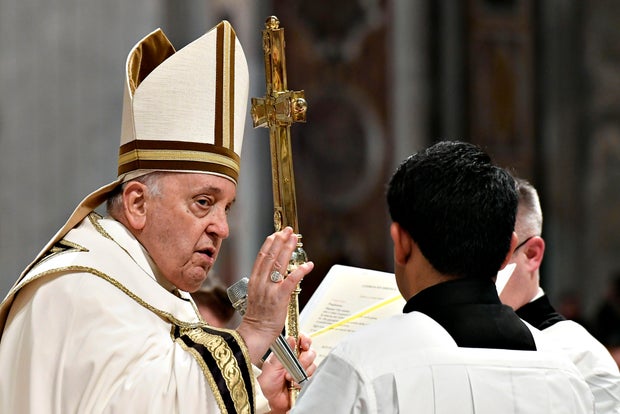 Pope Francis Celebrates Christmas Night Mass 2023 At Vatican