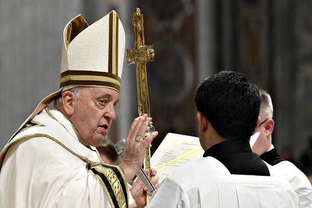 Pope Francis Celebrates Christmas Night Mass 2023 At Vatican 