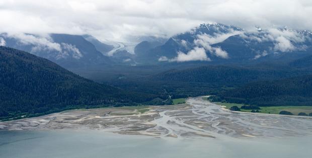 Aerial view of the Eagle River Delta, Southeast Alaska 