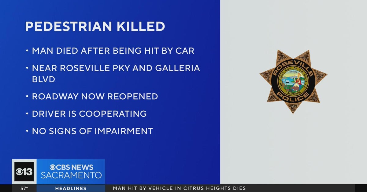 Pedestrian hit by vehicle killed in Roseville Sunday morning