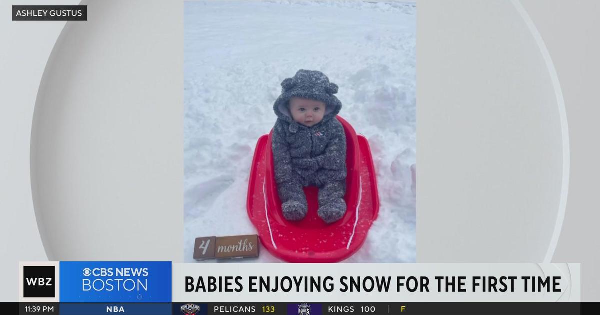 Weekend storm gives some Massachusetts babies their first chance to see snow