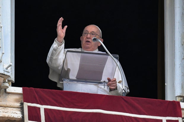 Pope Francis leads the Angelus prayer at the Vatican