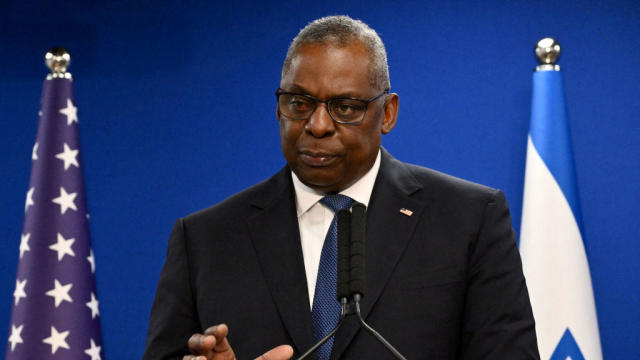 Secretary of Defense Lloyd Austin speaks during a joint press conference with Israel's defence minister in Tel Aviv on Dec. 18, 2023. 
