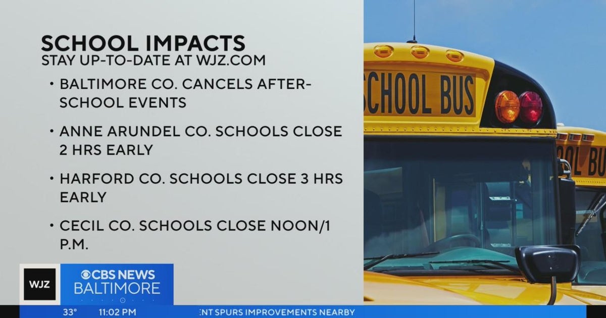 Schools releasing early because of Tuesday's storm - CBS Baltimore