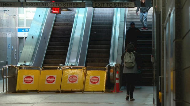 Broken escalator Maverick MBTA 