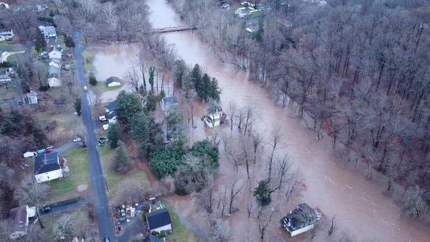 Flooding along the Neshaminy Creek over Periwinkle Avenue, Jan. 10, 2024. Photo courtesy Bob Barnes. 