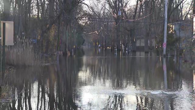 A street in Wayne, New Jersey, is completely flooded. 