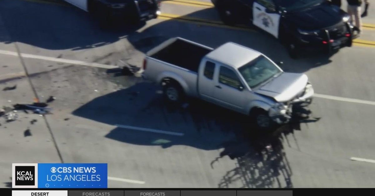 Suspect slams into innocent driver during pursuit in Pomona - CBS Los ...