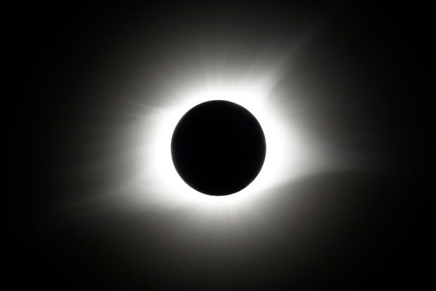 The period of total coverage during the solar eclipse is seen near Hopkinsville, Ky. Monday, Aug. 21, 2017.