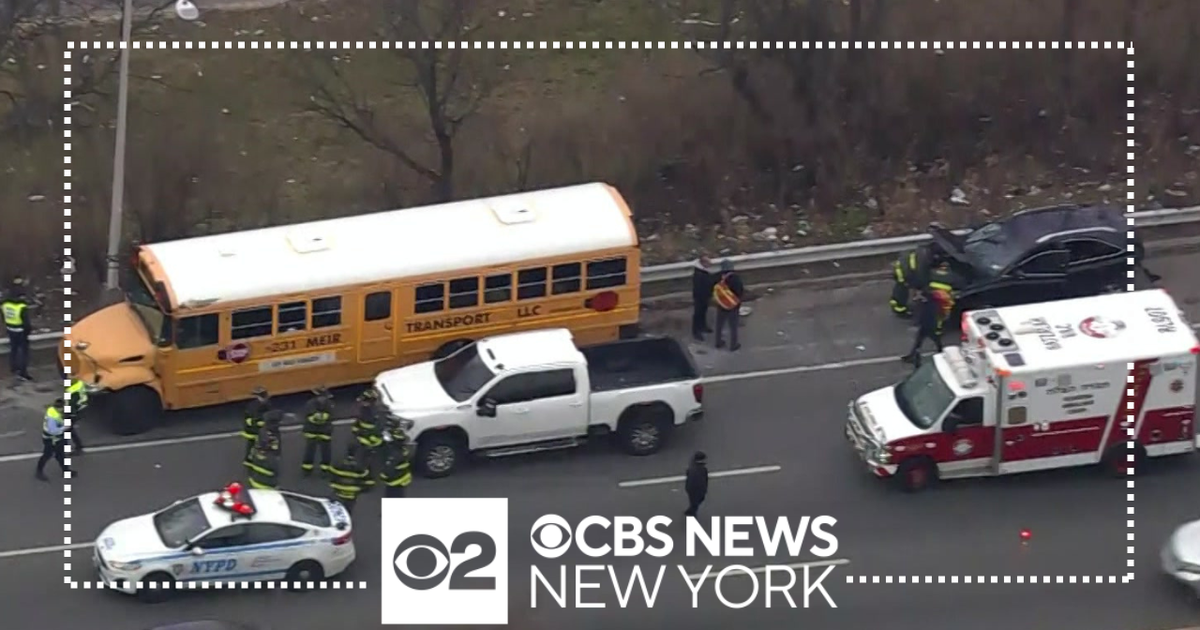 School bus crashes with dozens of students on board in Queens - CBS New ...