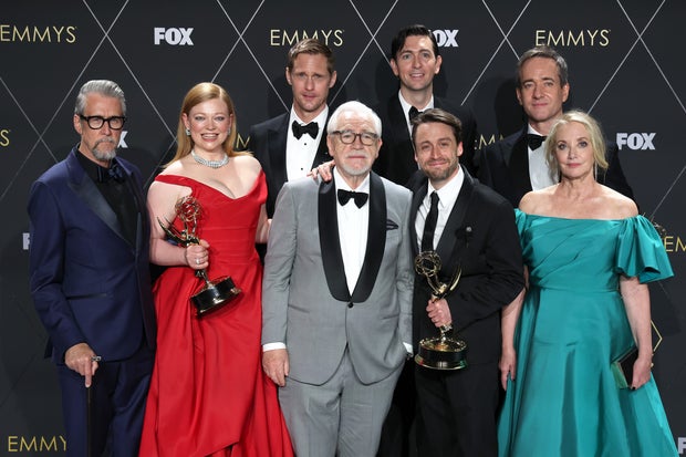Stars of "Succession" with their Emmy Awards