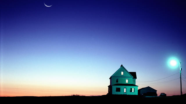 Farmhouse, sunset 