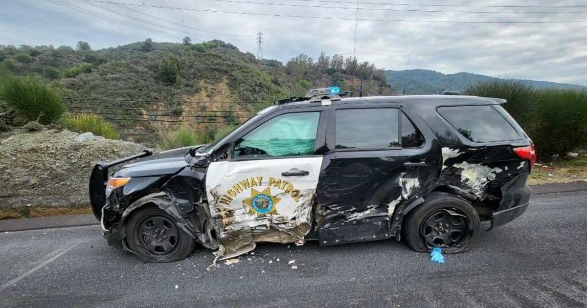 Box truck collides with school bus CHP patrol vehicle closing