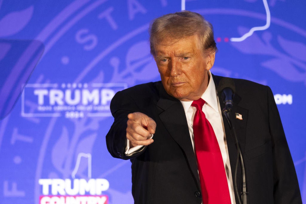 Former President Donald Trump during a campaign event in Portsmouth, New Hampshire, on Wednesday, Jan. 17, 2024. 