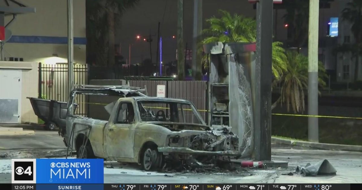 Truck goes up in flames at Pembroke Park gasoline station