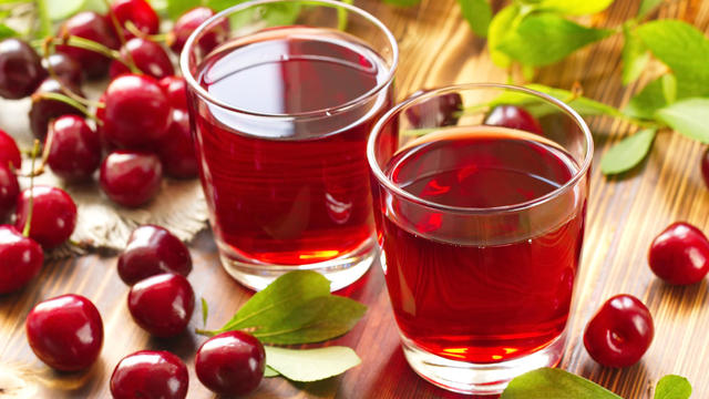 Cherry juice with fresh berries 