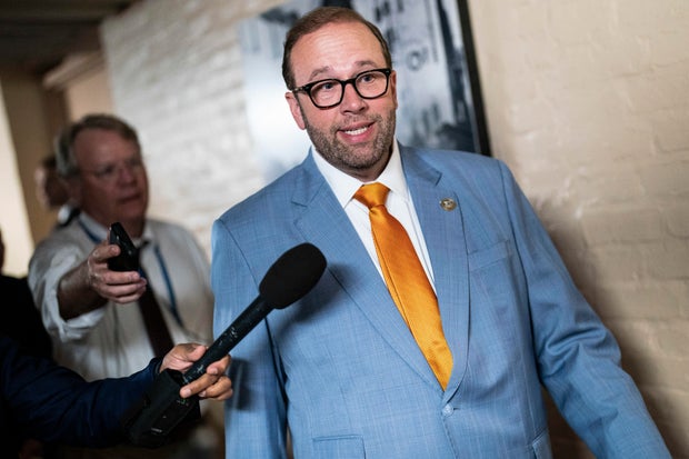 GOP Rep. Jason Smith of Missouri, chairman of the Ways and Means Committee, departs a meeting on Capitol Hill on Thursday, Sept 14, 2023.