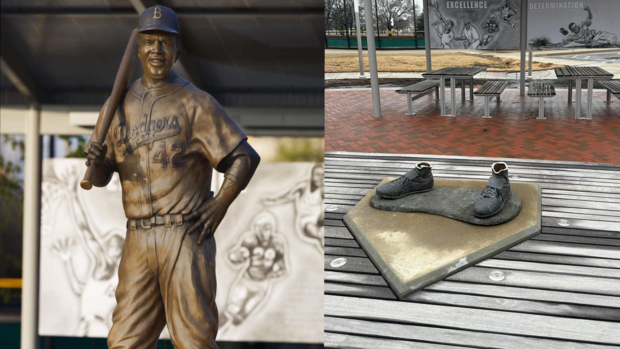 Stolen Jackie Robinson statue found dismantled and burned in Wichita, Kansas