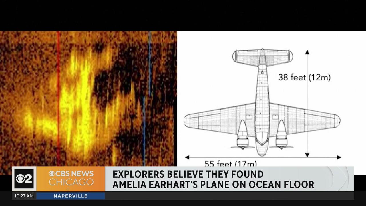 Sonar image and example of Earhart's plane side by side.