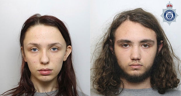 This combination photo issued by Cheshire Constabulary on Friday, Feb. 2, 2024 shows Scarlett Jenkinson and Eddie Ratcliffe
