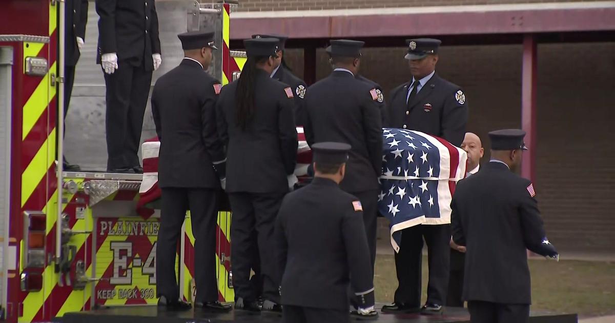 Funeral being held for fallen firefighter Marques Hudson, killed battling house fire in Plainfield, New Jersey