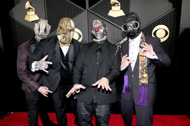 Slipknot members wearing masks at the 66th GRAMMY Awards