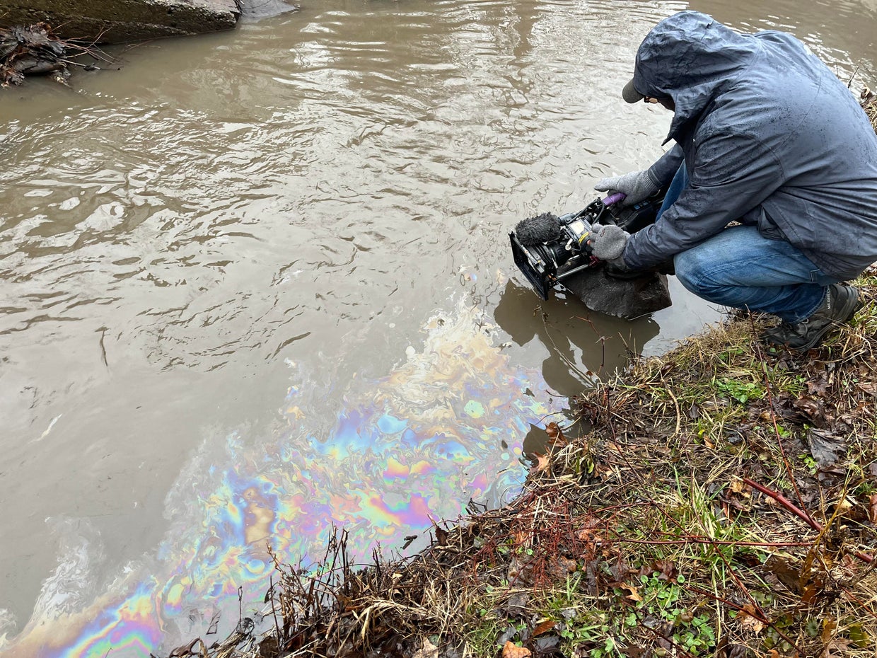 A waterway in East Palestine, Ohio
