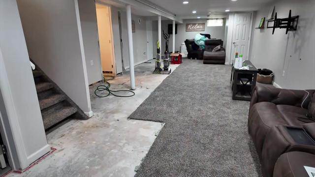 The finished basement of a home in Manville, New Jersey. 