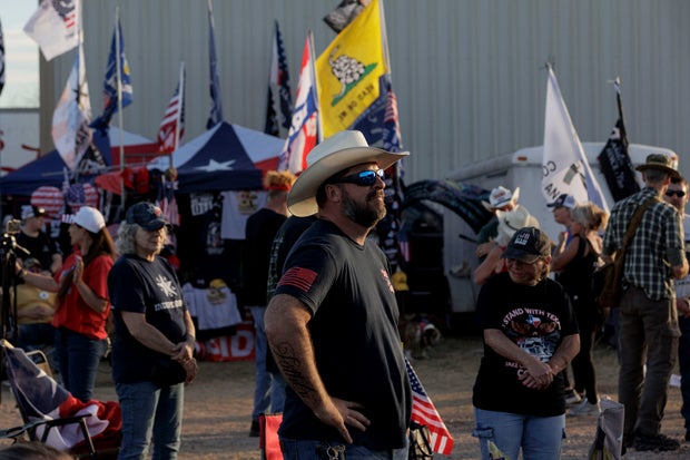 Attendees listen to a worship service at the Take Our Border Back rally on Feb. 3, 2024, in Quemado, Texas.