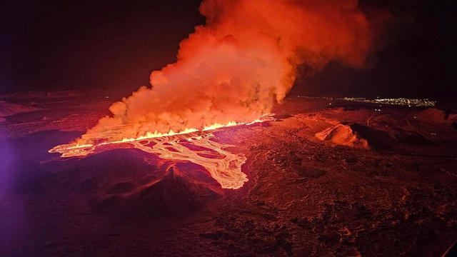 Volcano erupts, near Grindavik, on Reykjanes Peninsula 