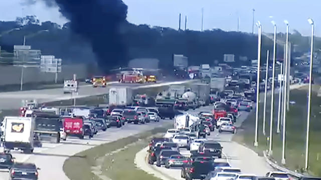 A plane crashed onto Interstate 75 in South Florida, Feb. 9, 2024. 
