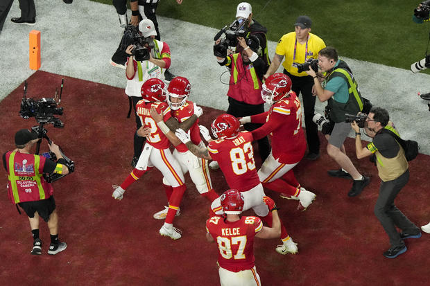 Kansas City Chiefs players celebrate winning Super Bowl Football 