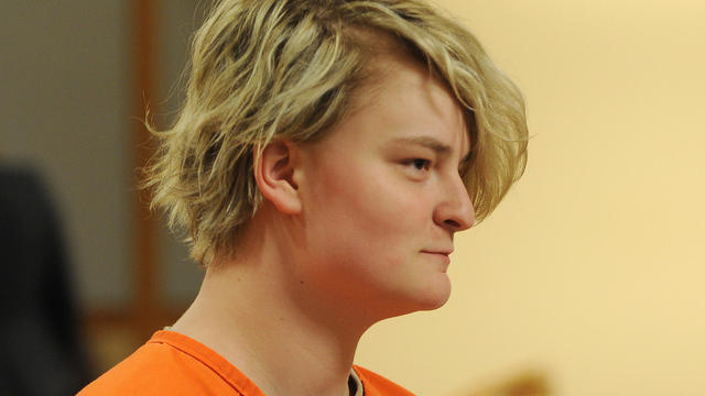 Denali Brehmer, 18, appears in a courtroom for an arraignment hearing in Anchorage, Alaska, June 18, 2019. 