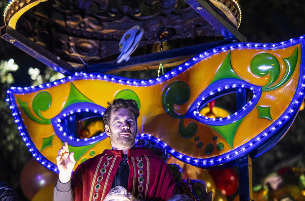 Singer Harry Connick Jr. aboard Mardi Gras parade float in New Orleans 