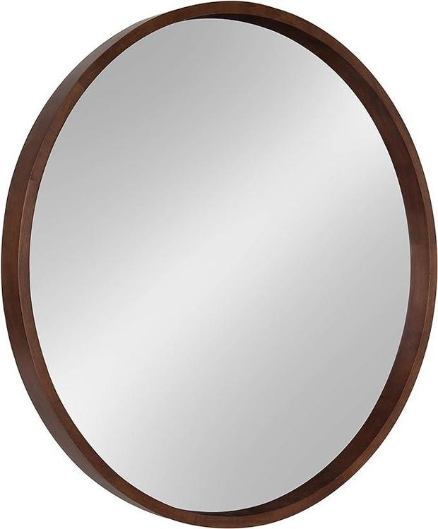 Kate and Laurel Hutton Round Decorative Wood Frame Wall Mirror 