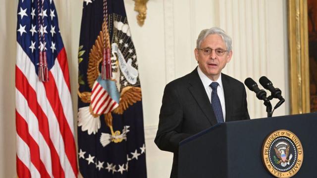 Attorney General Merrick Garland speaks during a ceremony to honor Medal of Valor recipients in the East Room of the White House on May 17, 2023. 