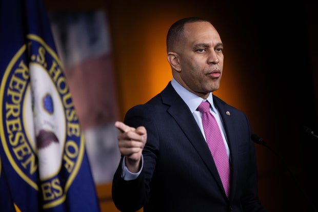 House Minority Leader Hakeem Jeffries holds a news conference at the Capitol on Thursday, Jan. 18, 2024.