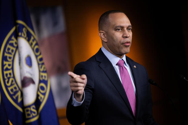 House Minority Leader Hakeem Jeffries holds a news conference at the Capitol on Thursday, Jan. 18, 2024. 