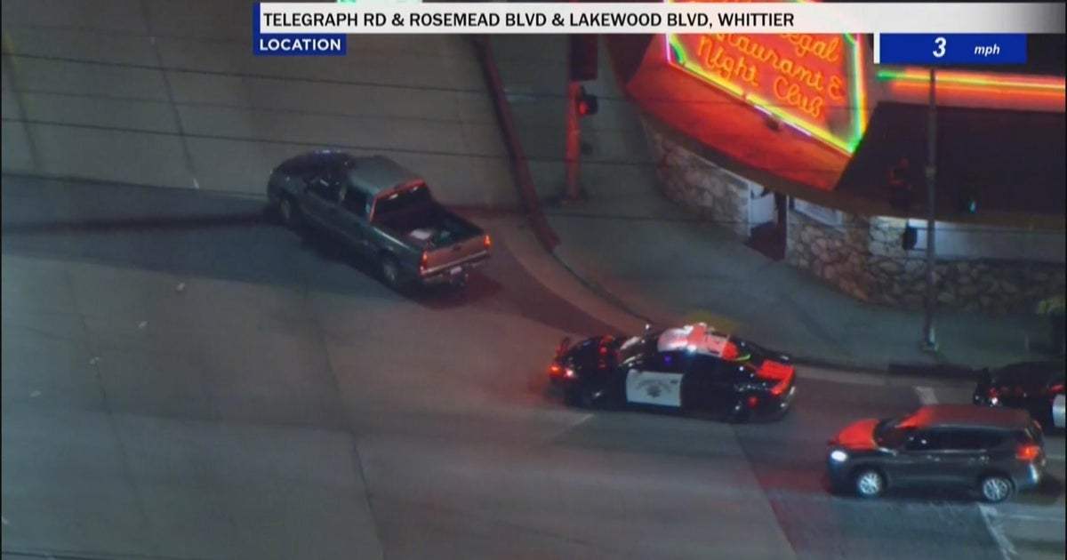 Stolen pickup truck leads officers on cross-county pursuit - CBS Los ...