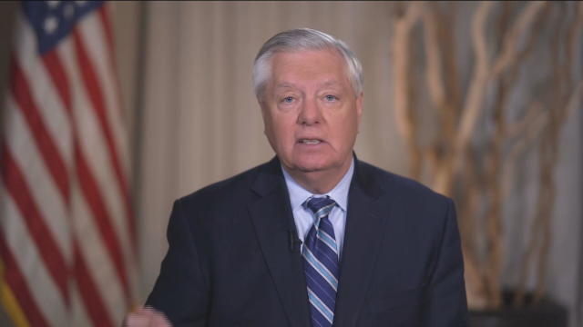 Sen. Lindsey Graham appears on "Face the Nation" on Sunday, Feb. 18, 2024. 