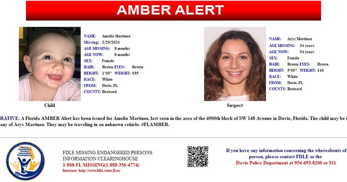 AMBER Warn issued for toddler girl last seen in Davie AMBER Warn issued for toddler girl last seen in Davie