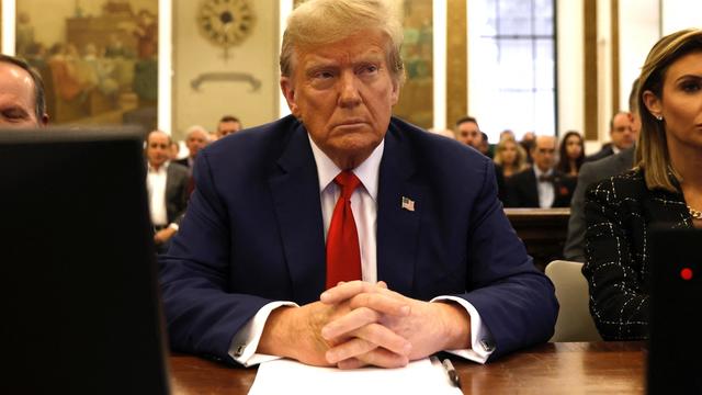 Former US President Donald Trump sits in New York State Supreme Court during the civil fraud trial against the Trump Organization, in New York City on January 11, 2024. 