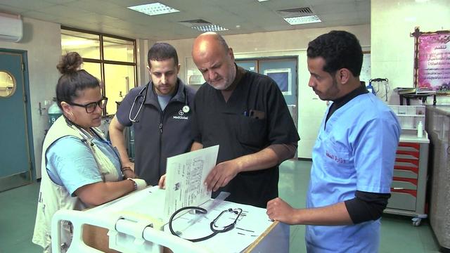 Dr. Nahreen Ahmed, left, in Gaza hospital 