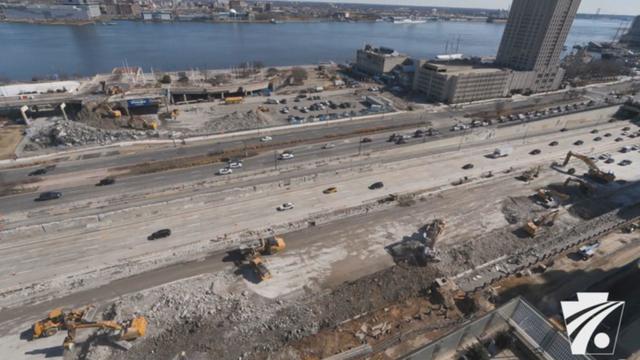 Construction on I-95 CAP project in Philadelphia 