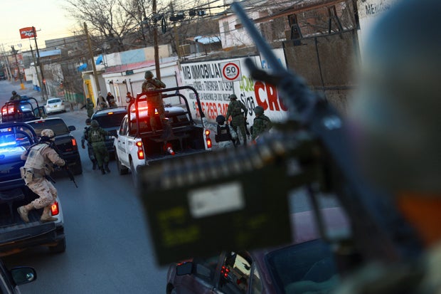 Mexican Army and National Guard members take part in the