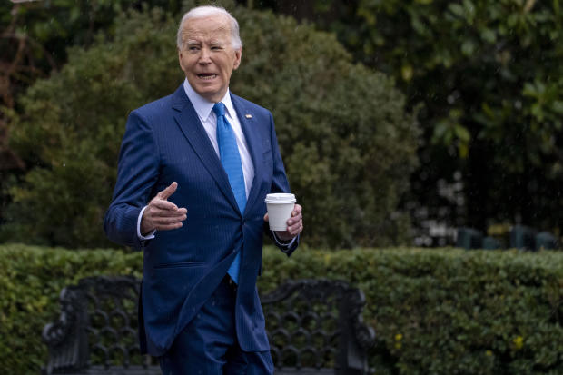 President Biden walks out of the White House on Wednesday, Feb. 28, 2024, to board Marine One. 