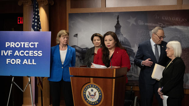 Senator Tammy Duckworth, an Illinois Democrat, speaks during a news conference, on protections for access to in vitro fertilization as on February 27, 2024 in Washington, DC. 