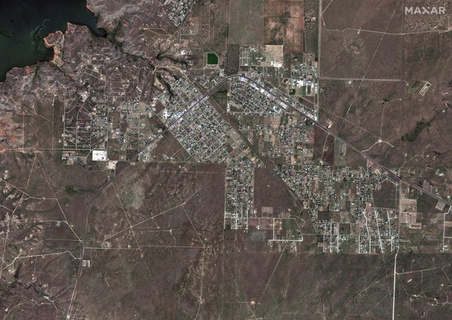 A satellite image shows how Fritch, Texas, looked from above on Aug. 4, 2023.
